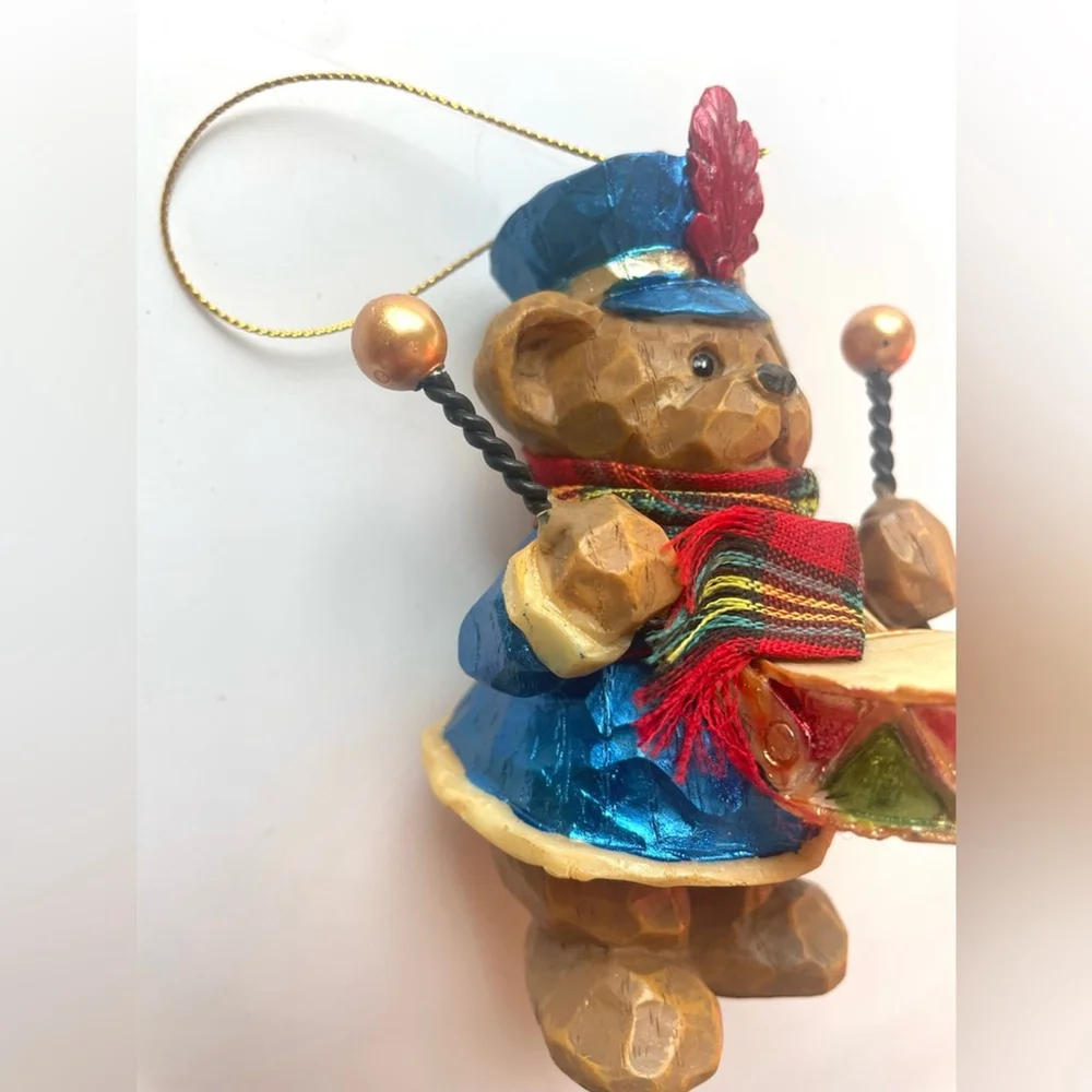 Festive Bear Ornament with Drum holliday christmas tree decoration
